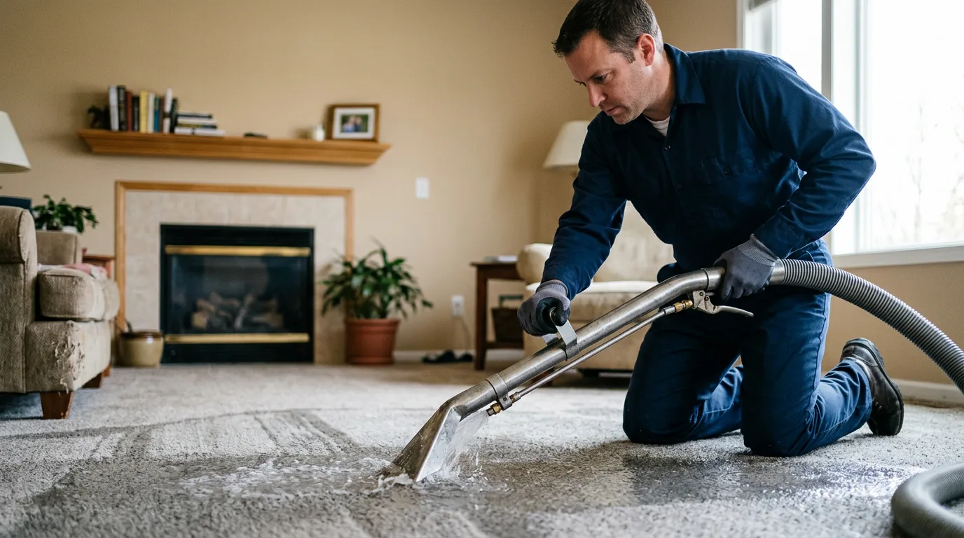 Water damage restoration technician working near Vergennes, IL